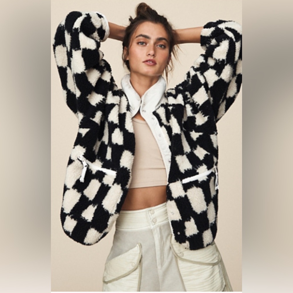 Hit the Slopes Checker Printed Fleece Jacket